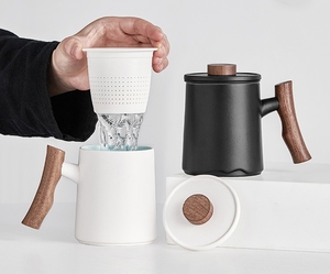 中国现代陶茶杯，带浸泡器和盖子日式陶瓷陶瓷茶杯绿茶杯 - Product Image 3