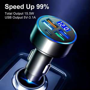 LEDディスプレイ付きタイプc付き4USB3.1Aカーチャージャー2023多目的カーチャージャー - Product Image 5