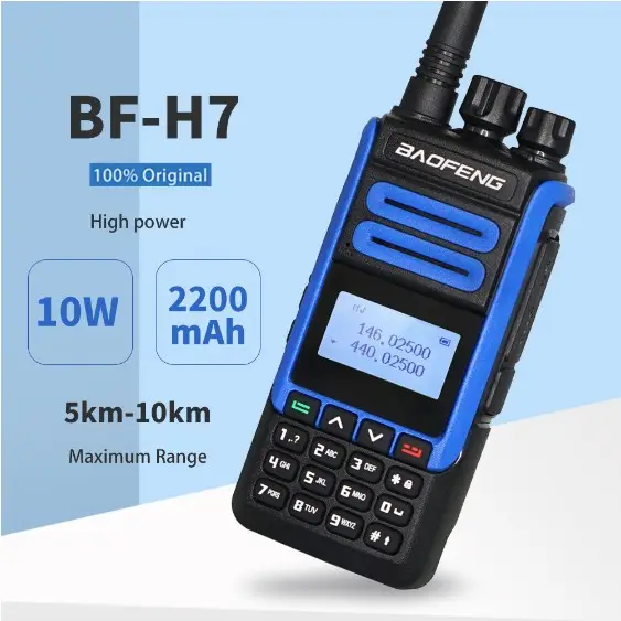 최고의 판매 고품질 휴대용 라디오 무전기 5-8kmLong 범위 휴대용 라디오 아마추어 Baofeng BF H7 10W