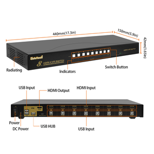 JideTech USB <strong>KVM</strong> <strong>Switch</strong> <strong>8</strong> Port up to 4K@30Hz Resolution with USB 2.0 Hub Hotkey Mouse Switching for Linux, Windows, Mac, Unix
