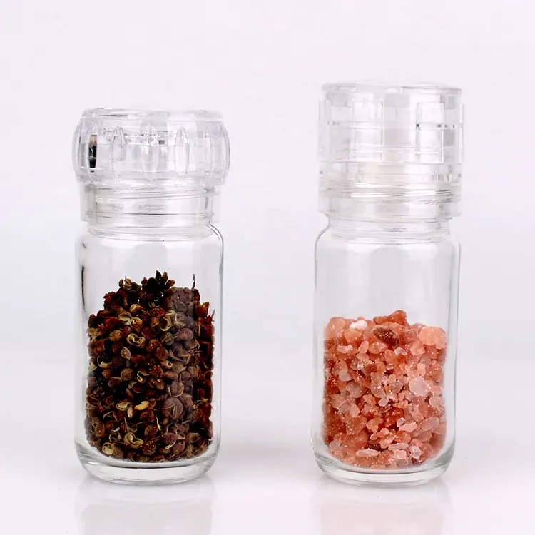 Molinillo redondo manual de vidrio para sal, pimienta y especias, 80ml, gran oferta