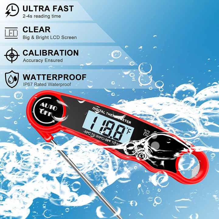 Hot Digital LCD Auto Instant Read Meat Thermometer Cooking Food Temperature Tester Kitchen Thermometer with Bottle-Opener