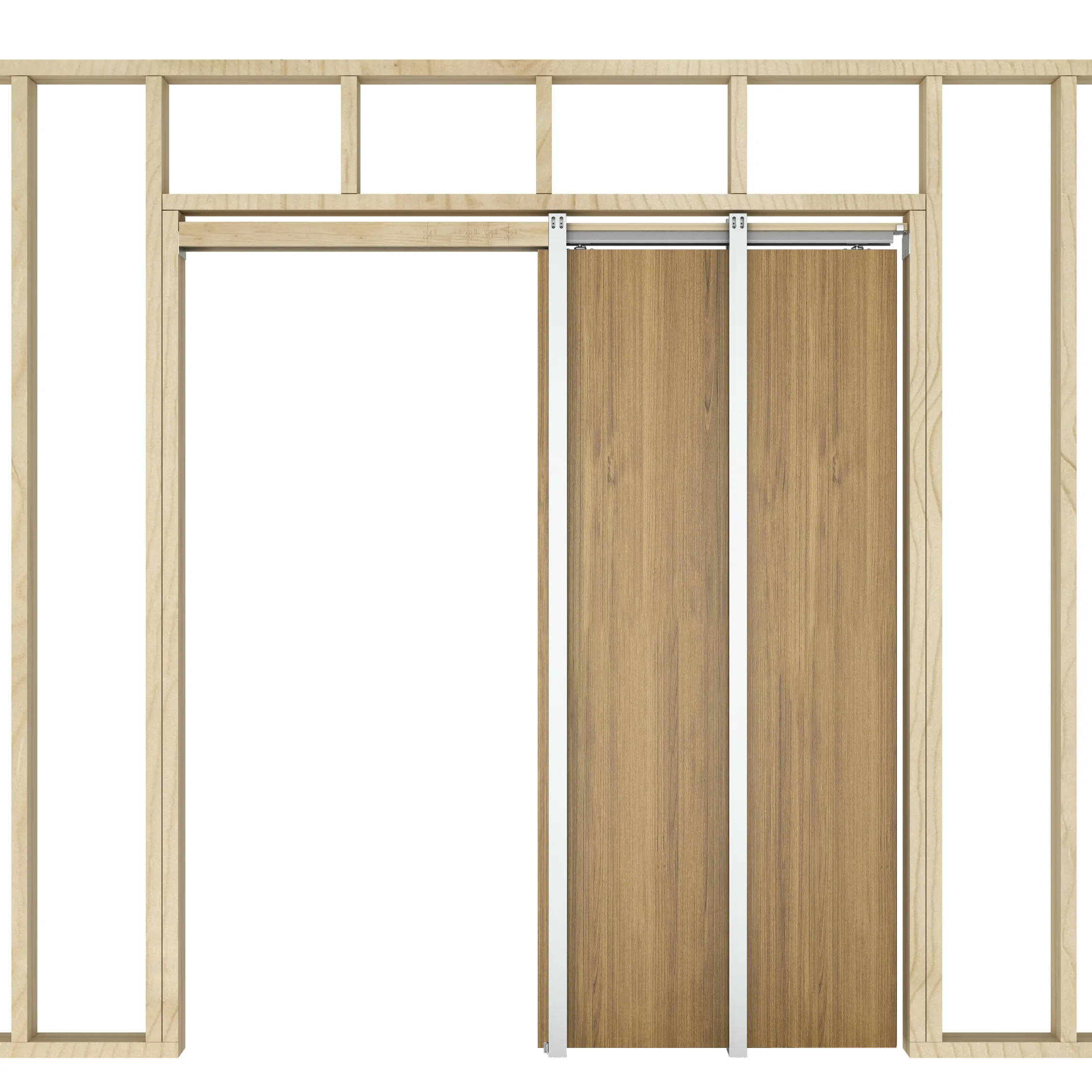 Passen Sie hochwertige Soft-Close-Innen moderne Schiebetür aus Holz mit Rahmen-Kits an