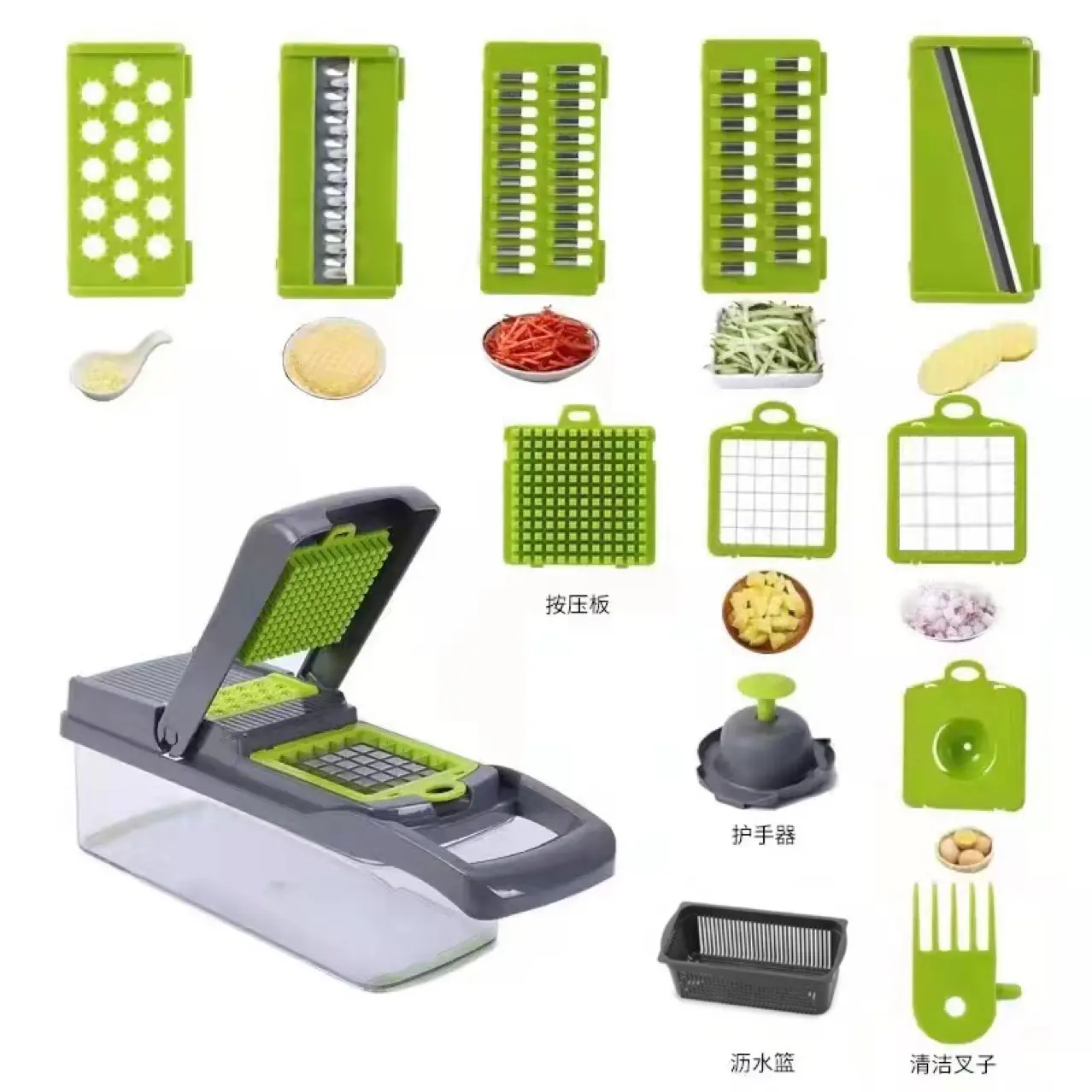 2024 Amazon, superventas, picadora de verduras para el hogar y la cocina, picadora de verduras en espiral con contenedor, accesorios de cocina de EE. UU.