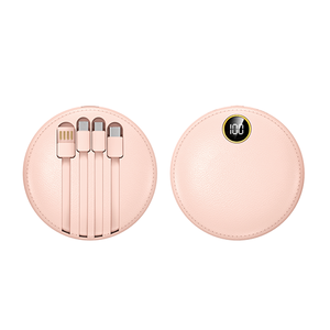 Customizable 10000mAh Mini Round Portable Power Bank Station 20W LED Display 4 Built-in Cables <strong>Input</strong> High Capacity 10W <strong>Output</strong> - Product Image 2