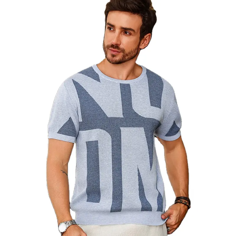 Dovfanny mimixiong shirt Knitted Crochet Shirt Top Custom Logo Silk Thread Short Sleeve Mesh Summer Knitshirt Man Short Clothes