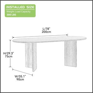 农家家居厨房再生松木中密度纤维板实木椭圆形餐桌4 6座双座底座 - Product Image 5