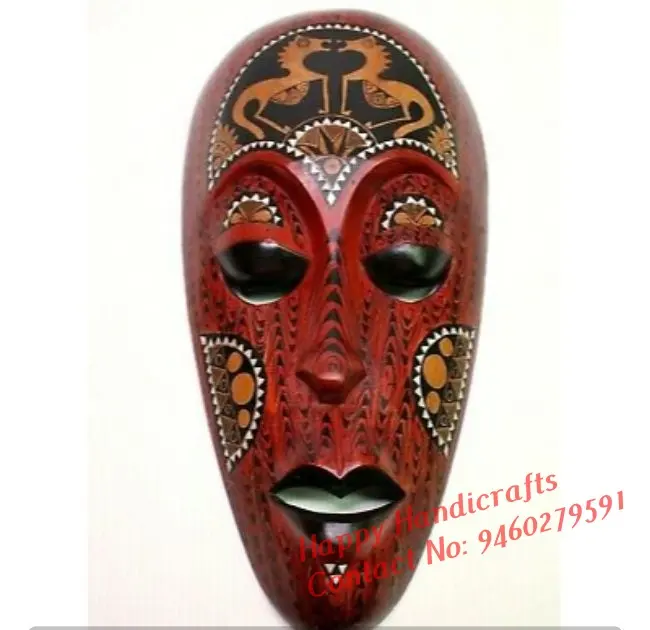 Indian Hand Painted African Mask Art Poly Resin Refrigerator Magnet