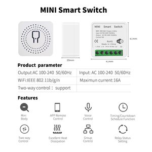 Para Tuya WiFi Mini Módulo de interruptor inteligente 1 Gang 2 Ways 13A APP Control remoto por voz Temporizador Interruptor de Cuenta Regresiva para el hogar EU/UK/US - Product Image 6