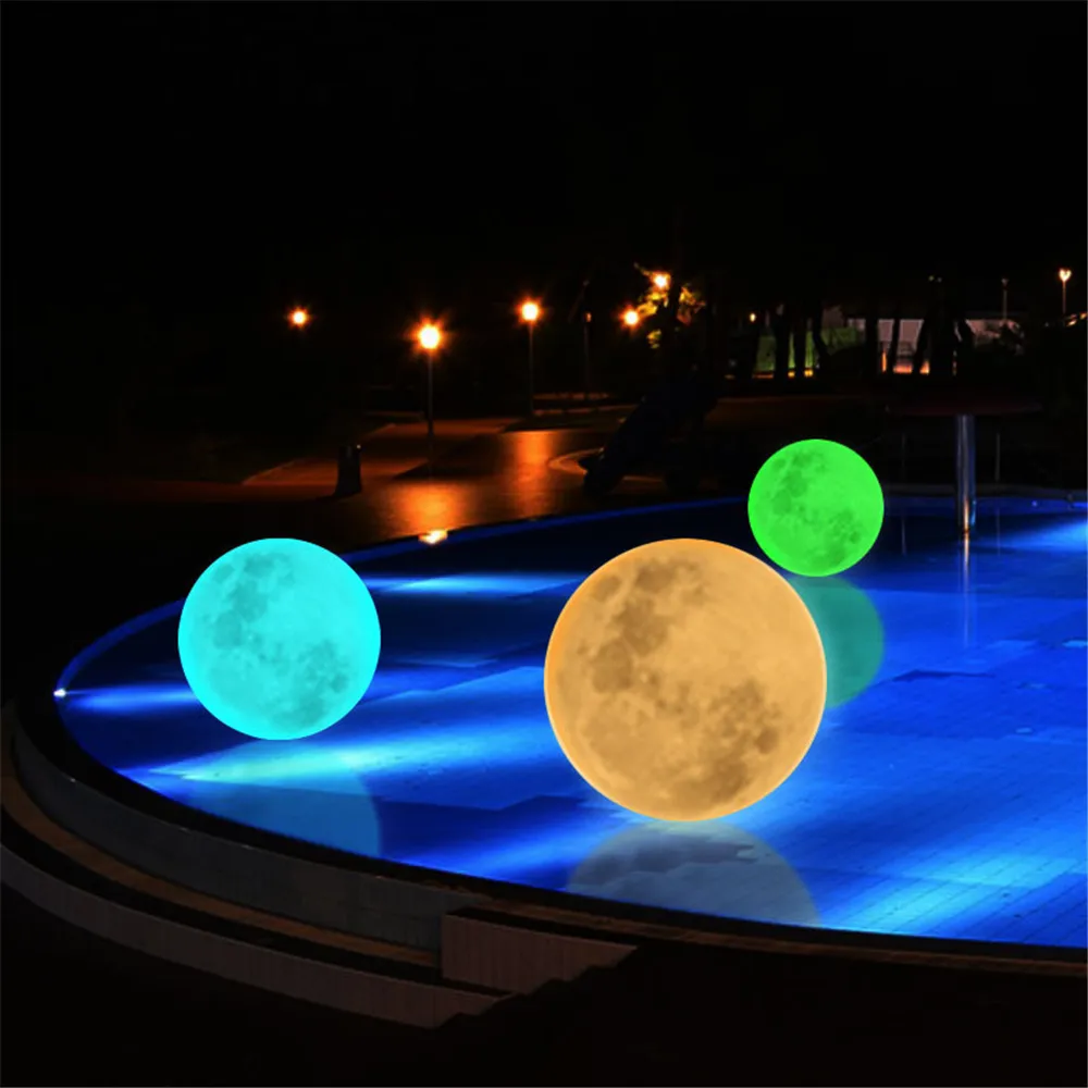 Bola de piscina iluminada de led, dobrável, para piscina, para áreas externas, lâmpada de lua, para jardim, luz solar