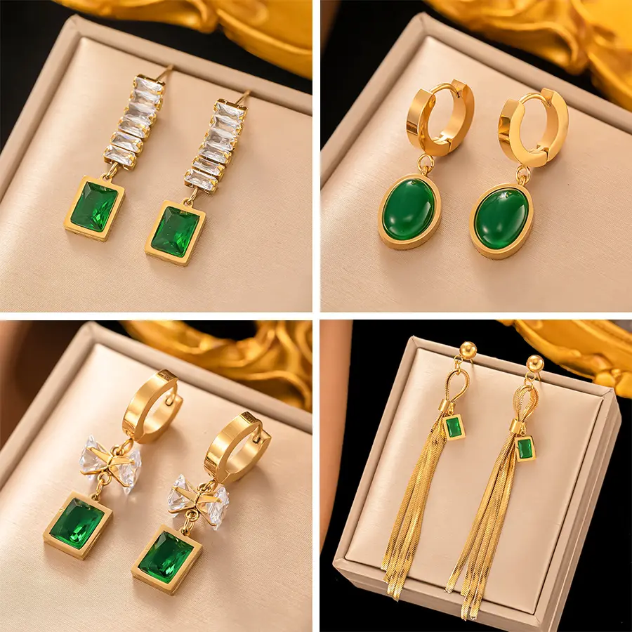 Orecchini di gioielli in oro saudita con diamanti in acciaio inossidabile di moda disegni uomo donna come regalo N2308265