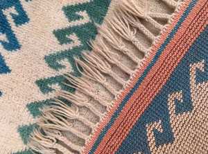 Ev egzersiz için soyut desen içeren Vintage afgan el yapımı <span class=keywords><strong>Bukhara</strong></span> Kilim halı özelleştirilebilir Modern pamuk alan Kilim