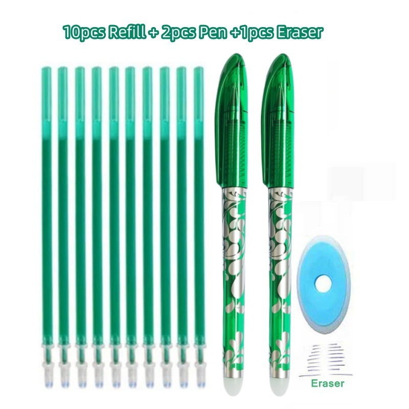 1 verde -- 2 penne + 10 ricarica + 1 gomma