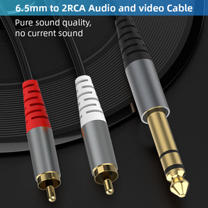 A la venta Cable divisor RCA dual de 6,35mm a sonido excelente Enchufe estéreo TRS macho de 1/4 pulgadas a Cable macho RCA Conexión fácil - Product Image 2