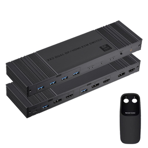 8K HDMI KVM交换机2x2显示器2台电脑2进2出USB 3.0双显示器 + 带红外控制器的DP