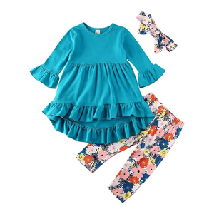 Butik özel giysi 10 yaşında kız elbise uzun kollu yumuşak pembe Hi düşük üstleri pantolon 2 adet setleri bebek giysi - Product Image 3