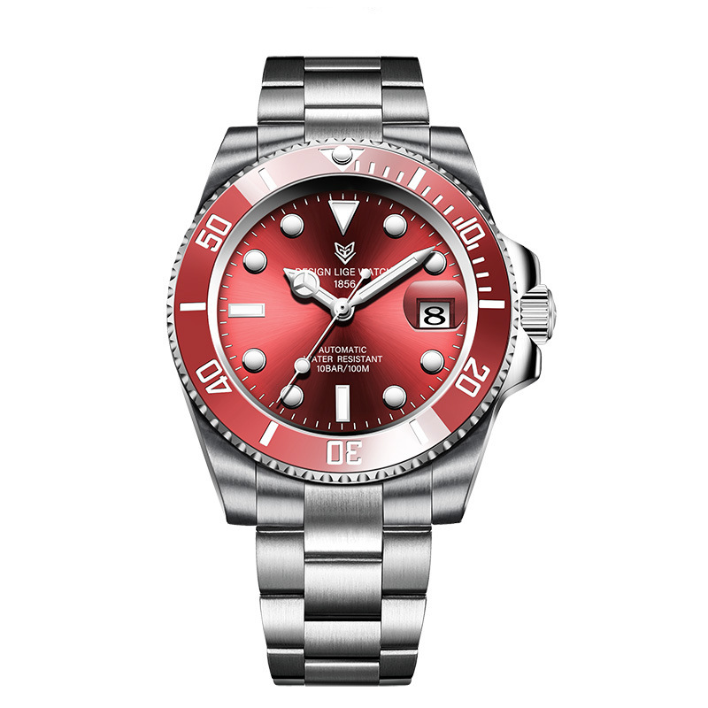 Cinturino argento 7 quadrante rosso