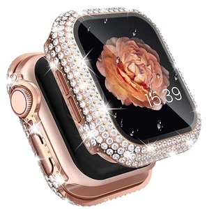 2022ダイヤモンドウォッチカバーケース内蔵スクリーンプロテクター強化ガラスAppleWatch用41mm 45mm Iwatchシリーズ7 Seカバー用 - Product Image 1
