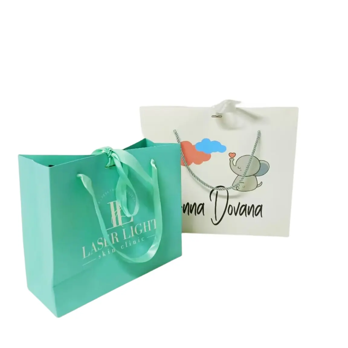 Custom elegante verde smeraldo di alta qualità shopping cosmetici sacchetto di carta per il pacchetto di gioielli
