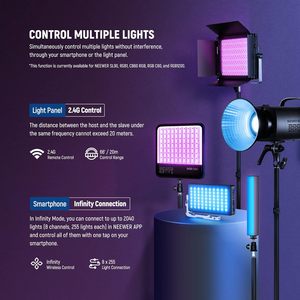 NEEWER <strong>2</strong> Pack RGB1200 <strong>LED</strong> Video Light with APP Photography Video Lighting Kit with Stands &amp; Bag - Product Image 6
