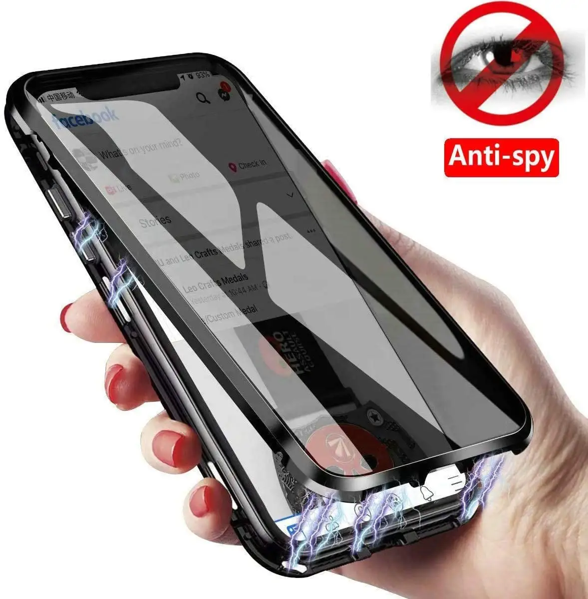 Privacy Magnetic Adsorption Double Sided Privacy Back Metal Bumper Antipeep Anti-Spy for iPhone 13 Pro Max 12 11 11 Pro Max