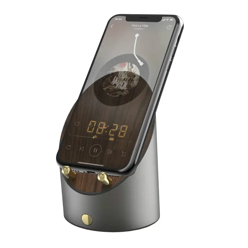 Kawoo Draagbare Mini 3 In Een Klok Telefoon Houder Draadloze Stereo Inductie Speaker Bt Speaker Voor Home Office