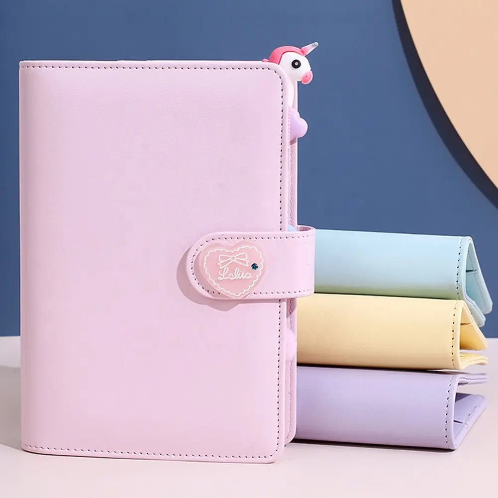Notebook all'ingrosso 6 anelli spirale Business Planner lavoro Agenda Budget Binder Macaron Candy Color Pu custodia in pelle A5 A6 Binder