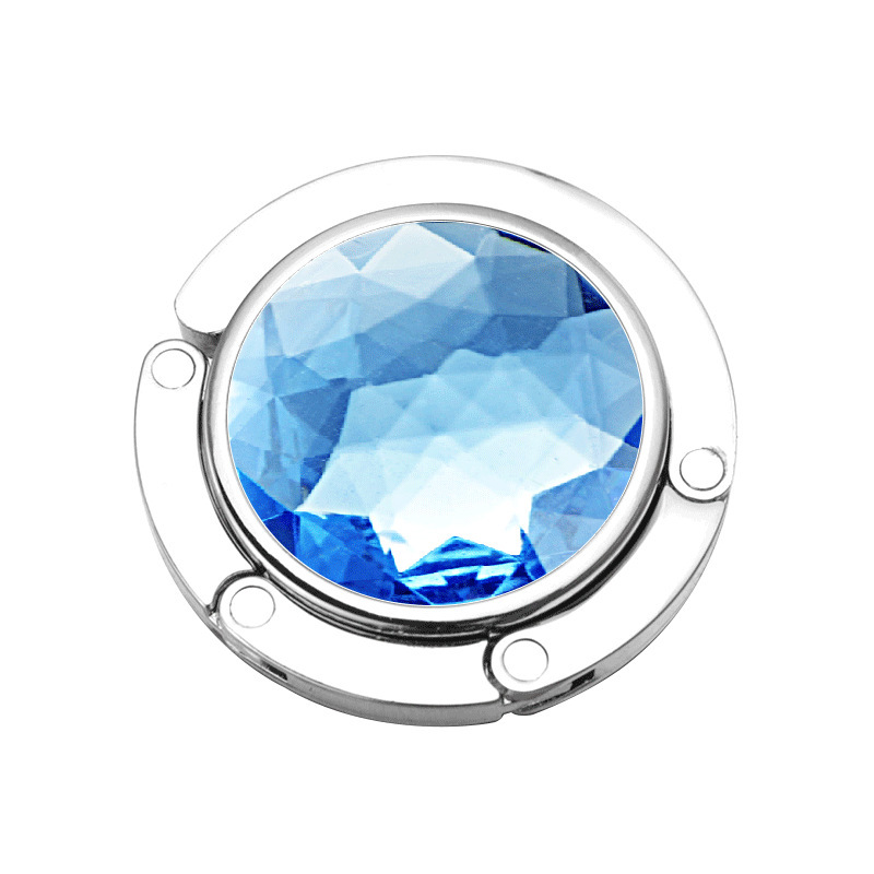 Gancho redondo plateado para bolso - taladro azul celeste