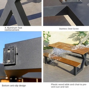 BRIO moderno in metallo da pranzo all'aperto con tavolo e sedia combinazione 2 posti panca Patio per uso Park Hotel & Villa - Product Image 4