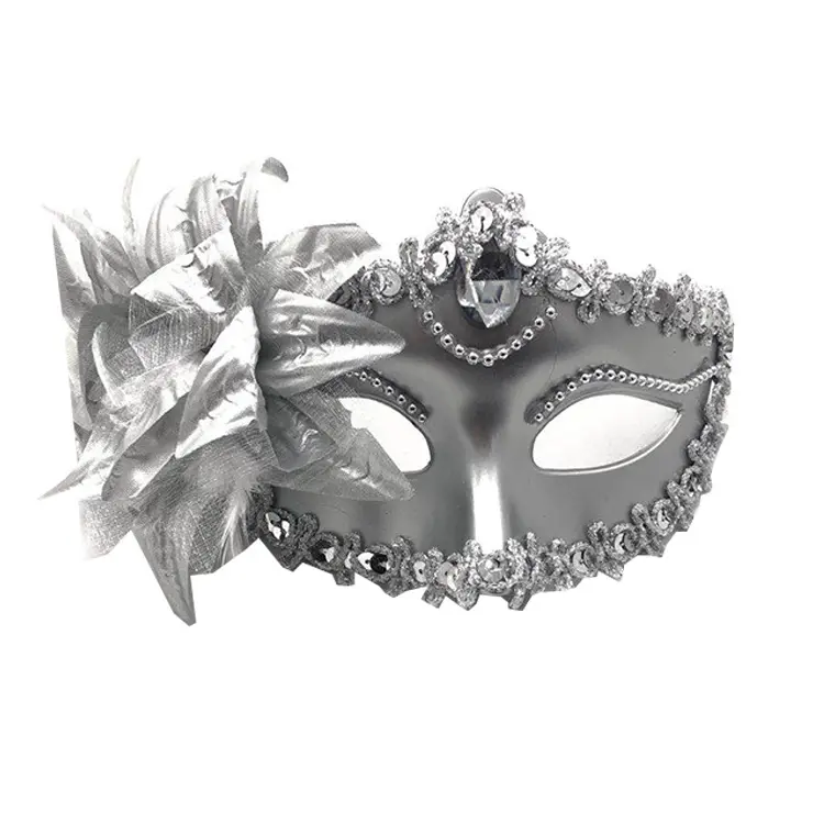 Maschere veneziane da donna maschera per gli occhi a mezza faccia con fiore di natale maschera per travestimento in pizzo Cosplay