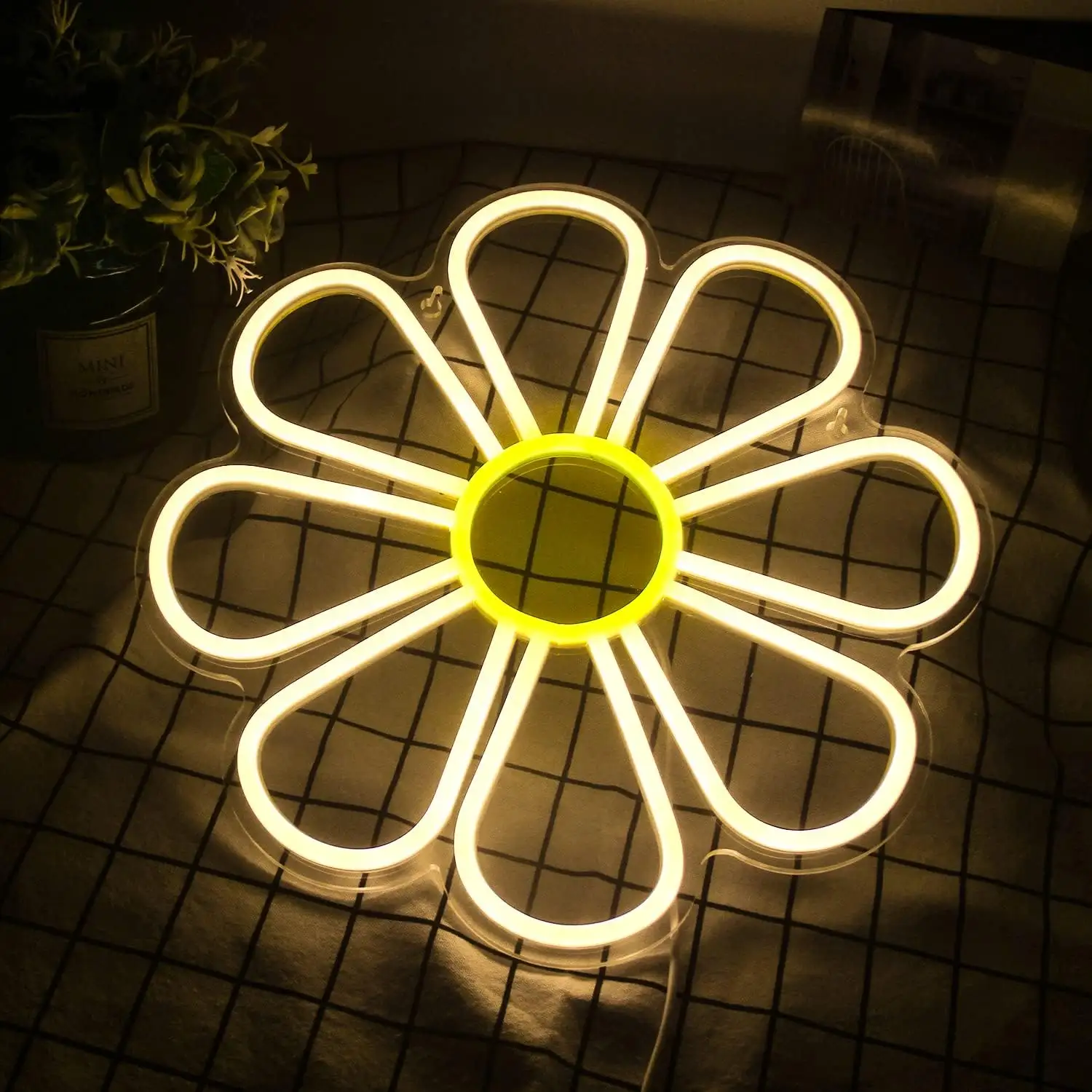 Dropshipping diseño personalizado gratuito Led luz de neón flor letrero de neón hecho a medida boda para dormitorio fiesta hogar