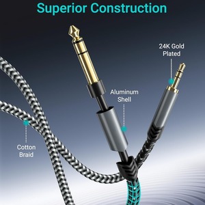 6.5毫米至3.5毫米音频电缆，带RCA连接器，用于计算机功率放大器扬声器摄像机汽车3米长 - Product Image 2