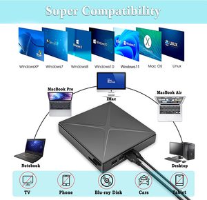 便携式USB 3.0外置DVD驱动器新CD/DVD +/- RW播放器，适用于笔记本电脑和台式机光盘驱动器，兼容光盘刻录 - Product Image 3
