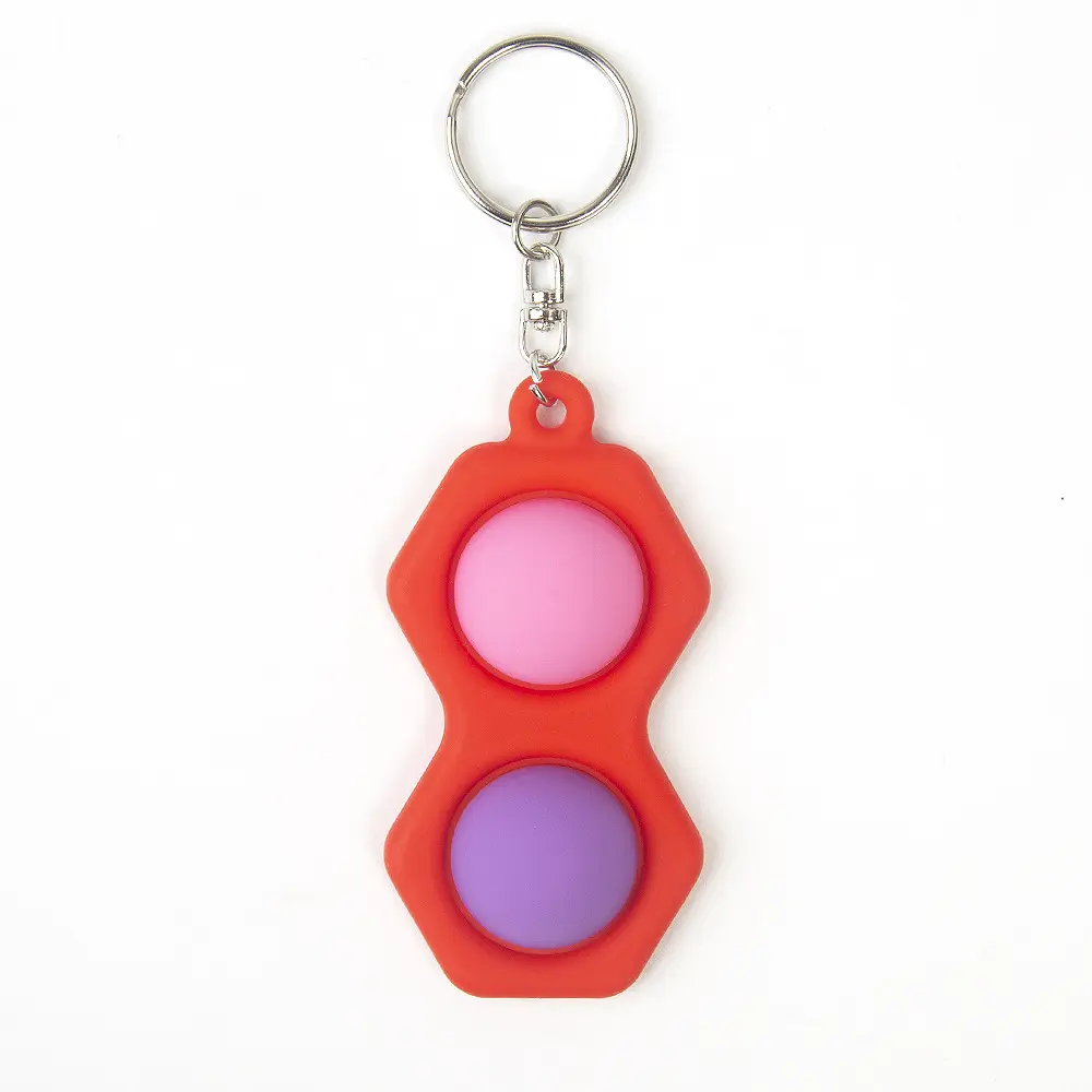 Custom Silicone Pop Bubble Polygon Keychain Colorful Push Press Keychain