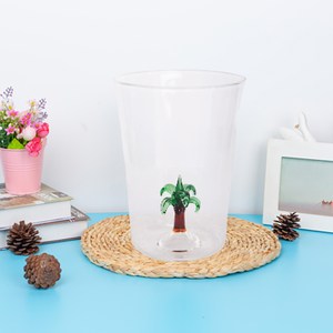 Wholesale Customized 3D <strong>Palm</strong> Tree Glass Espresso Cappuccino <strong>Cup</strong> for Breakfast