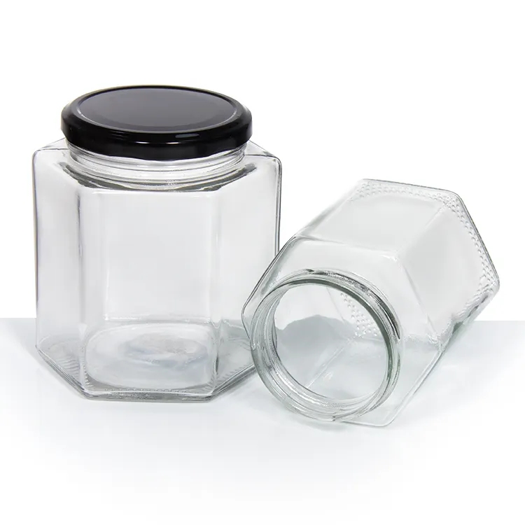 Honey Jar 45ml 60ml 85ml 100ml 180ml 280ml 280ml 500ml 730ml Hexagonal Glass Food Storage Bottles & Jars Carton Minimalist IDEA