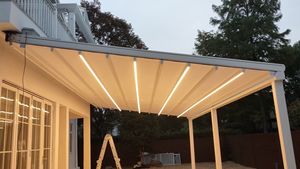 Custom Sun Shading and Rainproof Pergola Sliding Porch Awning Folding <strong>Patio</strong> Cover Roof System Automatic Retractable Pergola <strong>PVC</strong> - Product Image 3