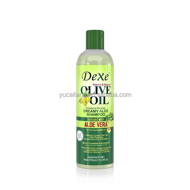 Dexe sampo perawatan rambut minyak zaitun ANTI-FRIZZ, sampo rambut lidah buaya lembut menghilangkan BUILD-UP saat melembabkan bersinar
