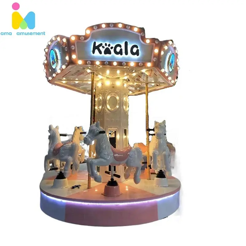 Popular Coin Game Kids Ride Carousel 6 Players Merry Go Round Horse Swing Kids Riding Machine For Sale
