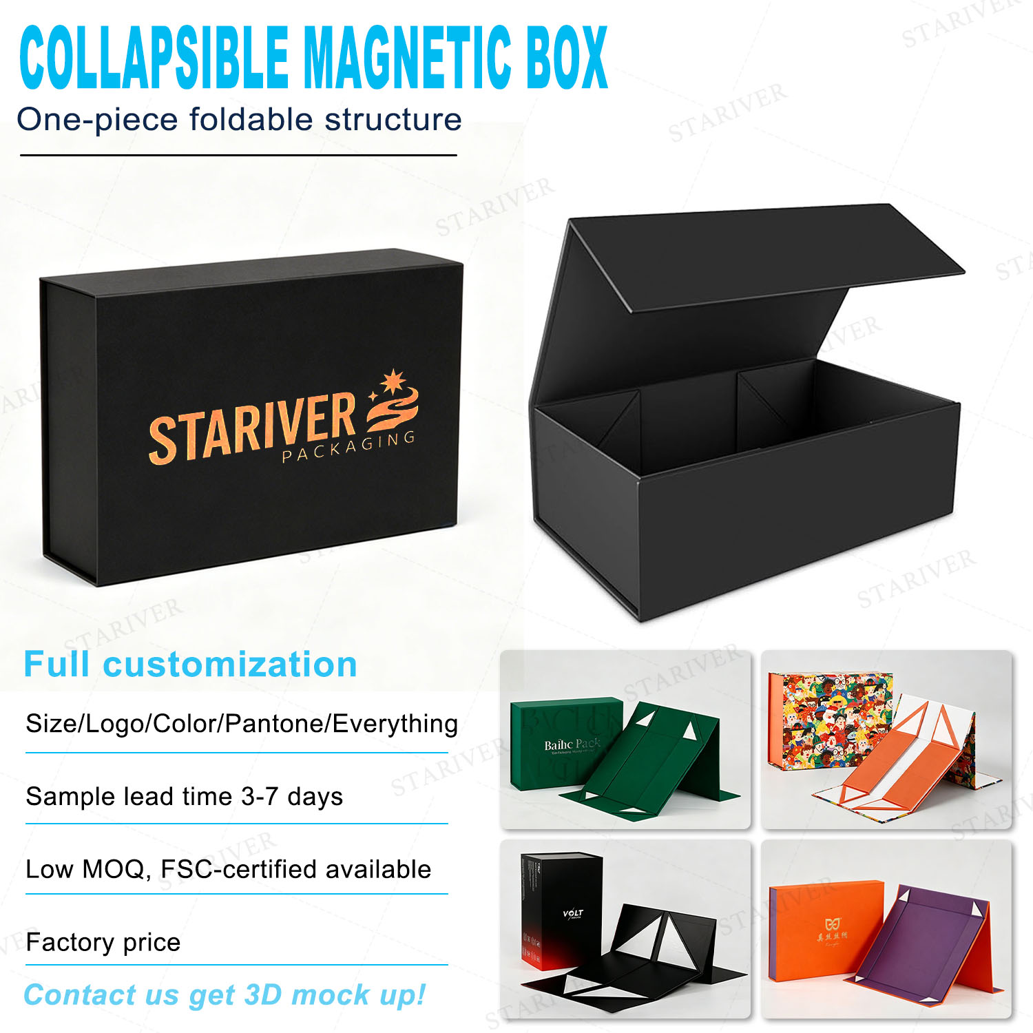 black Collapsible Magnetic Box