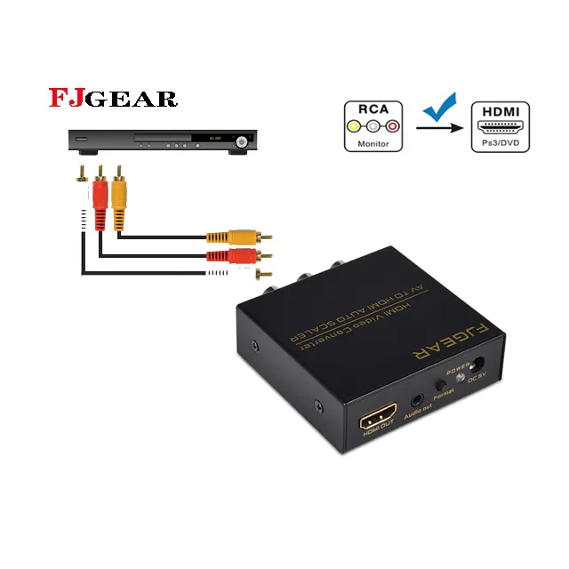 Fjgear-Convertidor de audio automático para coche, adaptador de 1080P RCA a HD mi, más vendido