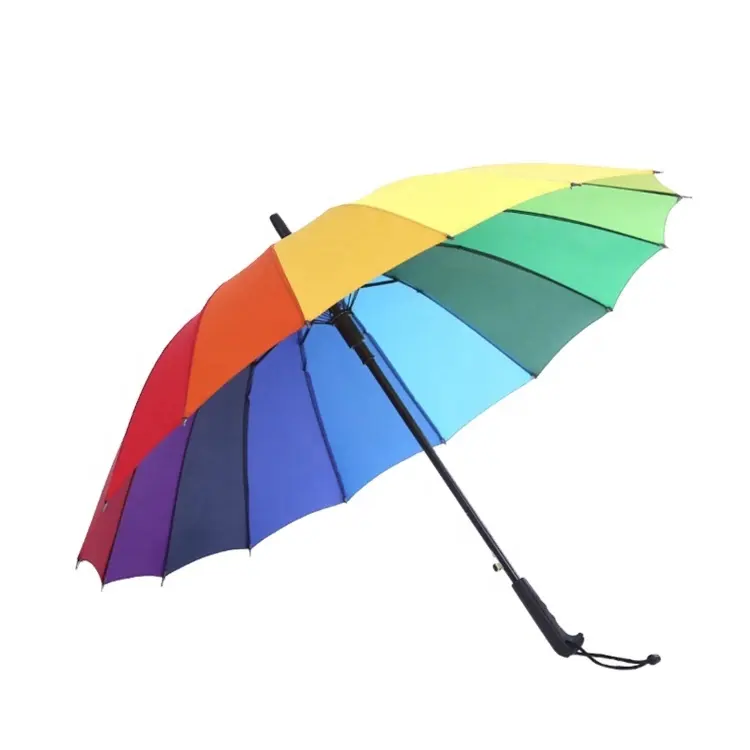 기업 비즈니스 선물 광고 우산 판촉 야외 사용자 정의 로고 골프 레인보우 컬러 방풍 우산