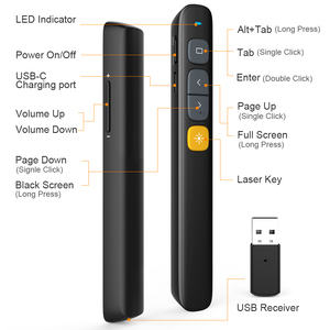 Presentatore Wireless Norwii N29 Li con puntatore Laser ricaricabile, penna puntatore Lazer remoto per presentazione presentatore Powerpoint - Product Image 2