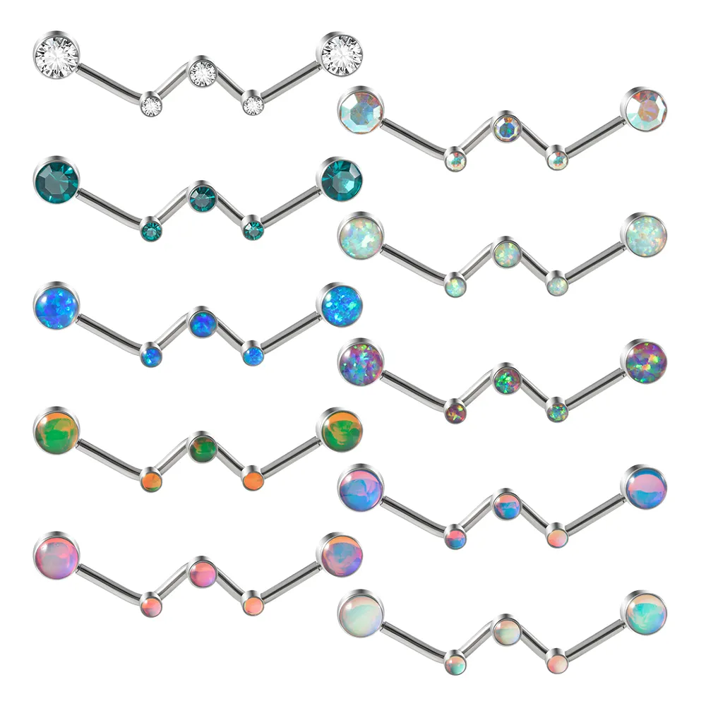 Nuove idee di prodotto in acciaio inox a cinque cilindriche forma di cristallo opale Push-in orecchini Piercing orecchio gioielli all'ingrosso