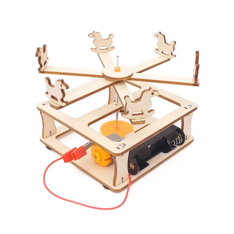 Quebra-cabeça de madeira 3d, brinquedos educativos com haste de carrosel para estudante e criança