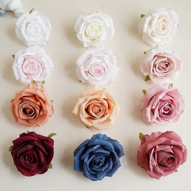 Atacado multicolorido flor artificial rosas cabeças para escritório Home Wedding Party Decoration