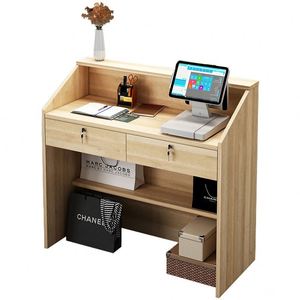 Caja registradora moderna, Mostrador de madera al por menor, Mostrador de caja, Mostrador de pago rosa, mostradores de recepción a la venta - Product Image 3