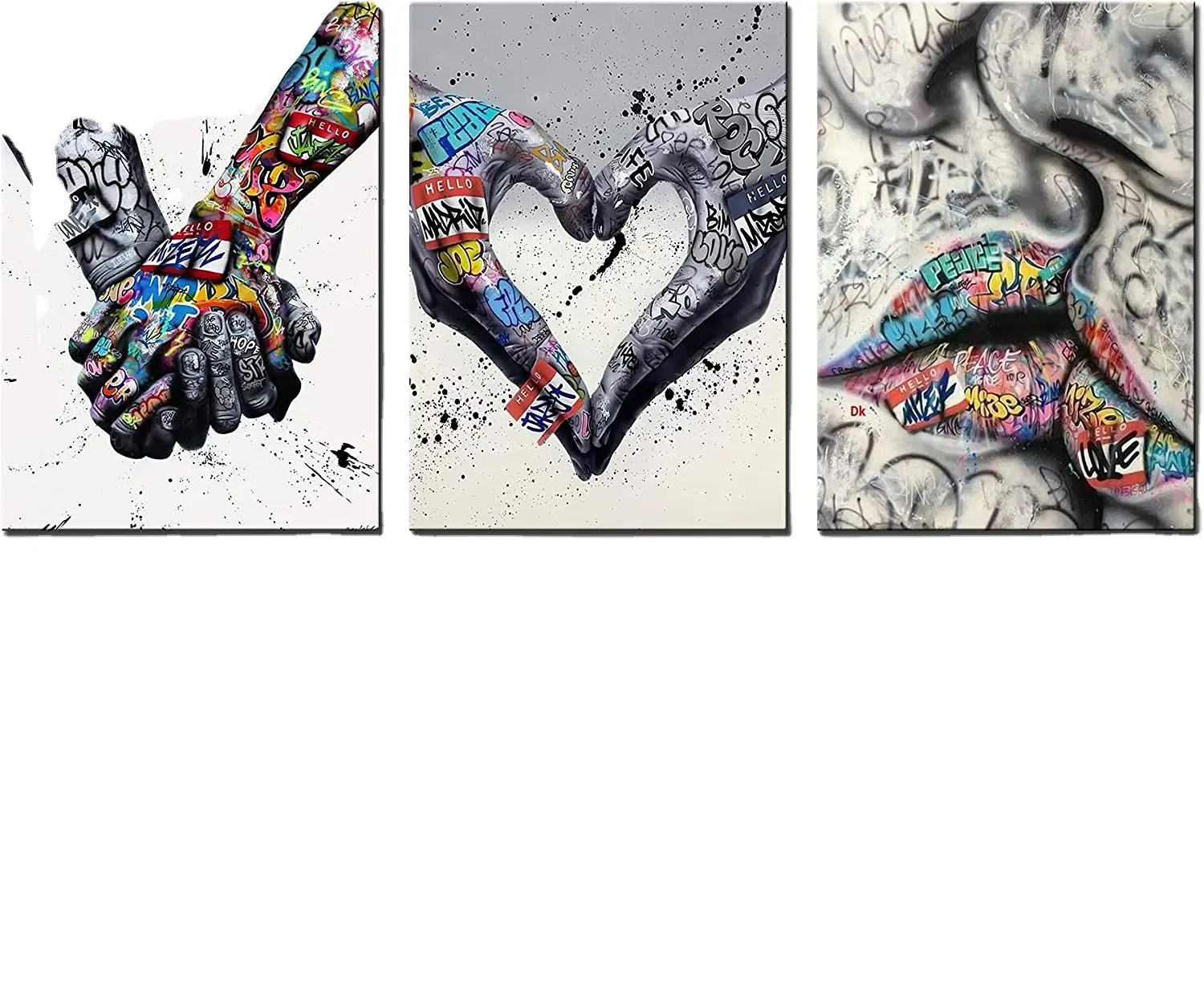 Banksy pugno Inspirational Fingers Pictures Classic Street Art dipinti colorati Graffiti Wall Art 3 pezzi Poster e stampe