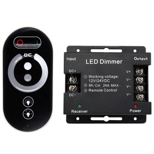 DC12-24V RF LED Dimmer Touch Series telecomando wireless Dimmer Controller custodia in acciaio nero striscia monocolore Dimmer PWM - Product Image 1