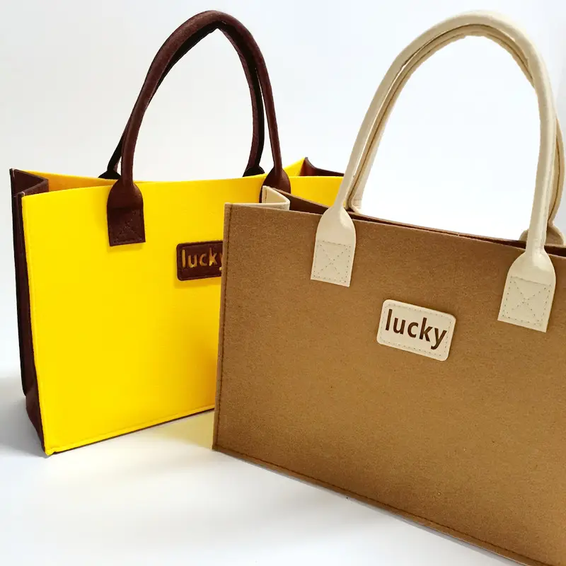 Eco-friendly bags supplier Customized logo eco-friendly felt fabric handbags Wool Felt Shopping Bag